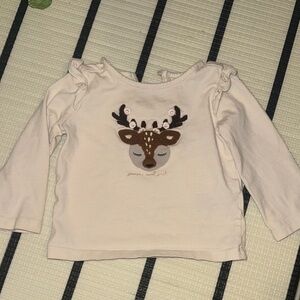 Janie & Jack Embroidered Deer Cream Kids Top